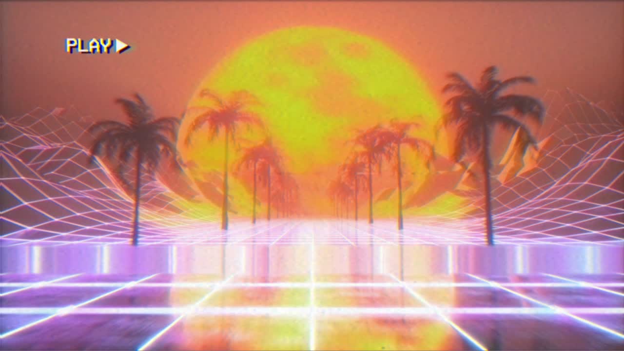 레트로 퓨처리스틱 하이퍼스페이스 배경에서 비행