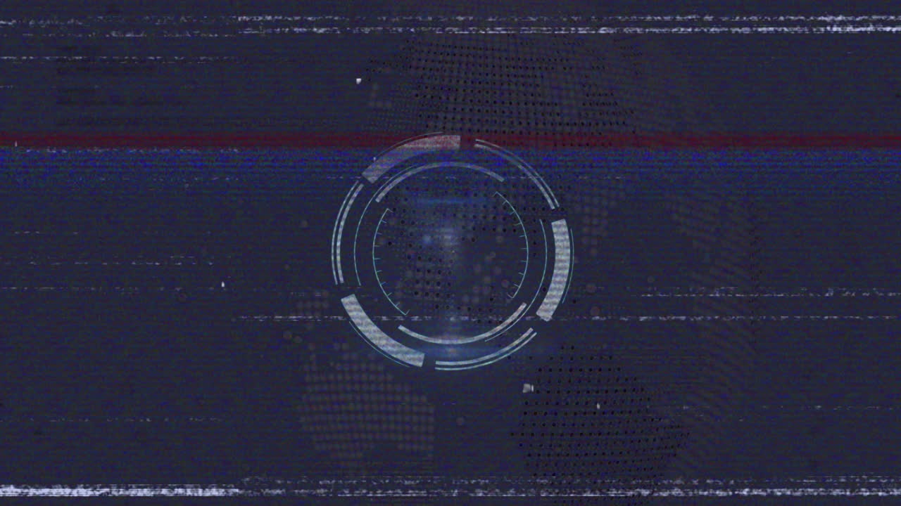 Animation of digital interface with circular elements over world map background