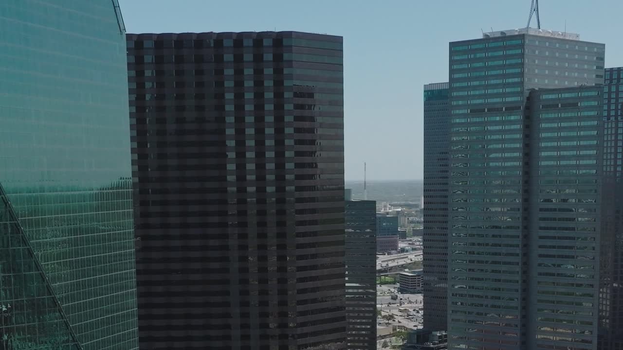 Vista del centro di Dallas dall'alto in una giornata limpida in Texas