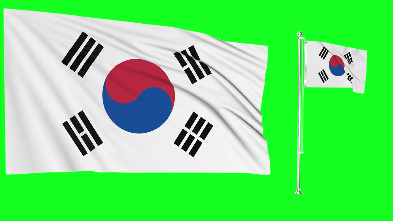 한국의  ⁇ 발이나  ⁇ 발봉을 흔드는 초록색 화면