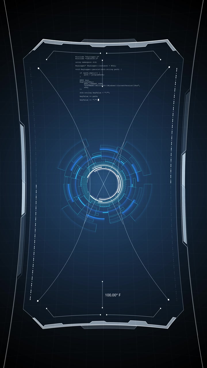 Blue sci fi control panel glowing circular reticle hud frame grid lines technical display marks ai