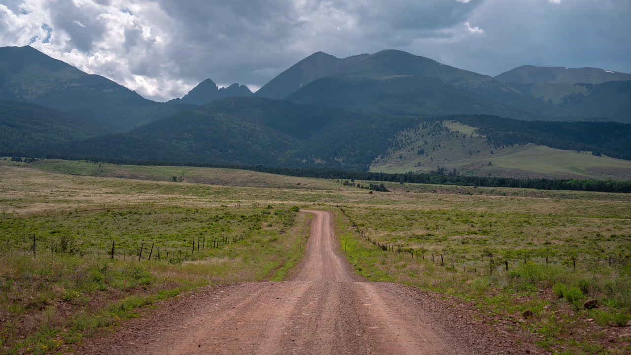 Time Lapse of Clouds Moving Above Dirty Road, Grassland and Mountain Hills