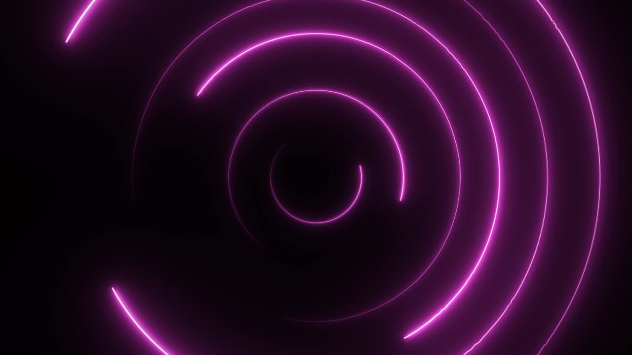 círculo de neón sin costuras abstracto. círculos de neón púrpura fondo de movimiento de alta tecnología círculo sin costuras. video animación 3d