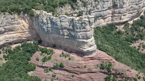 aerial views of tavertet cliffs in catalonia and sau lake