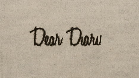 Script-font-graphic-with-ink-bleeding-into-paper,-on-green-screen-and-on-a-white-background,-writing-the-text-"dear-diary