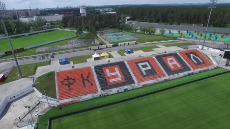 aerial view of a modern sports stadium