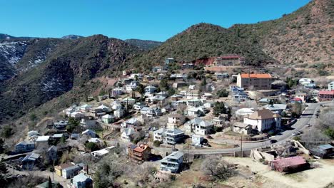 aerial push in to jerome arizona, ghost town