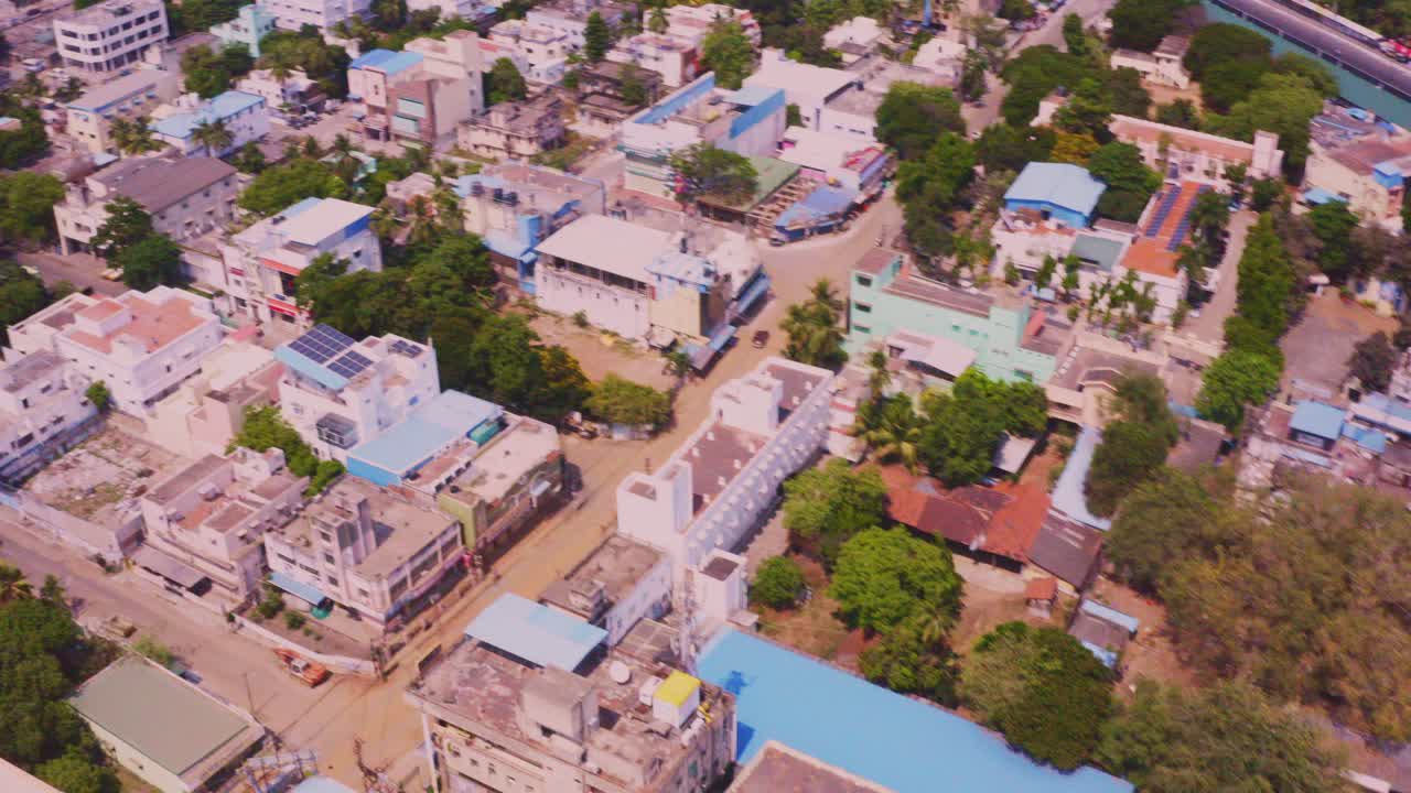 Aerial View of a Densely Populated City in South India