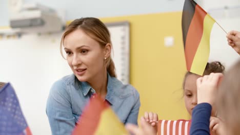 Group of children learning language in the preschool