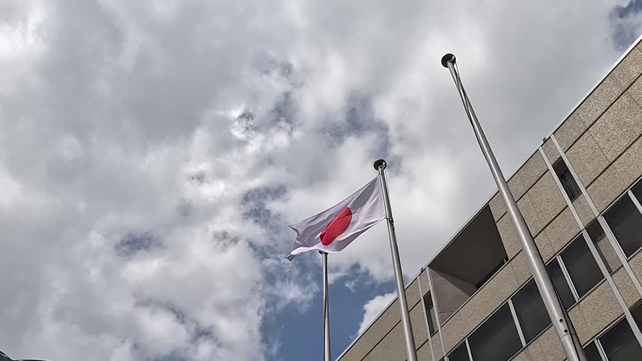 風が吹く日に掲げられる日本国旗 - 日本国旗