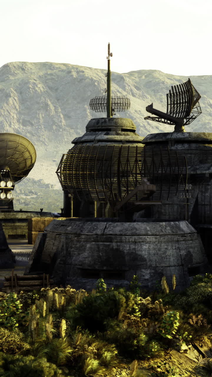 Remnants of a forgotten facility nestled in rugged mountains