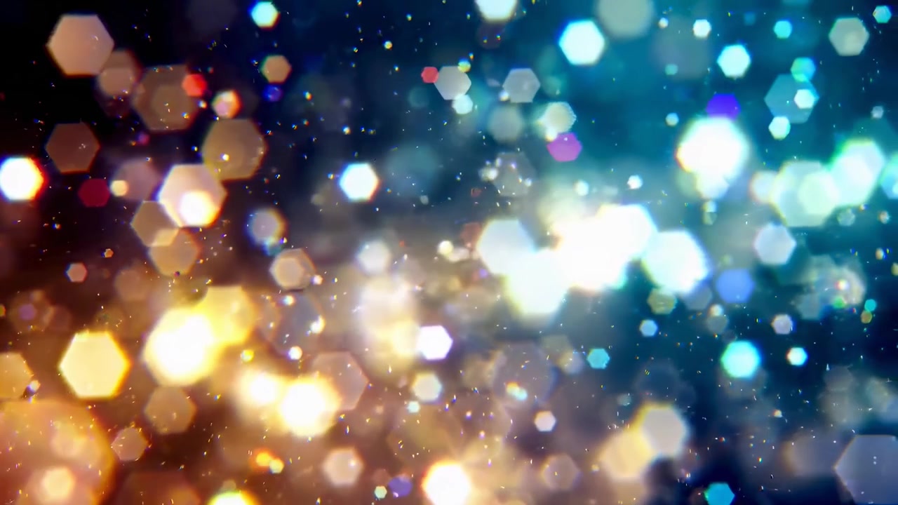Abstrakt baggrund med flydende sekskantede bokeh-lys.