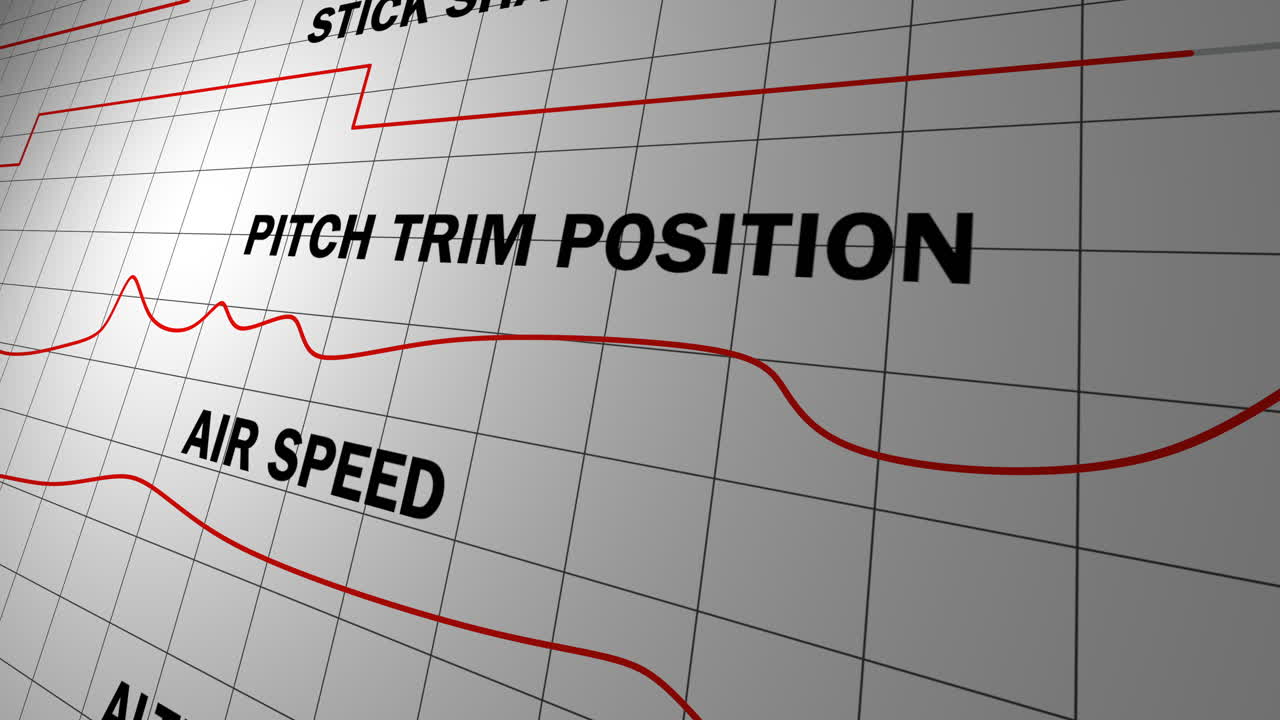 Aircraft black box flight data telemetry recording on digital graph
