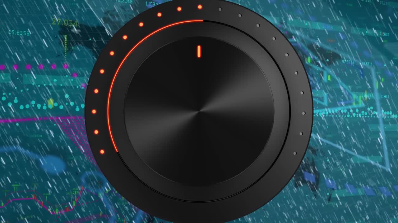 그래프와 비와 함께 파란색 배경에 기술 장치의 애니메이션