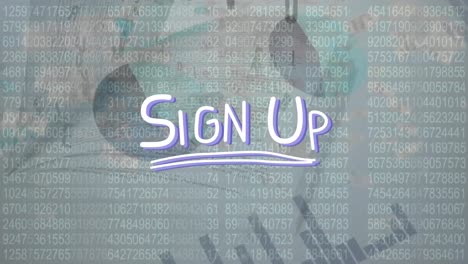 animation of data processing over sign up text