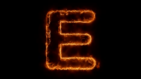 alphabet e word hot animated burning realistic fire flame loop.