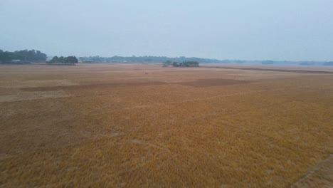 drone captures low flight over dry farmland