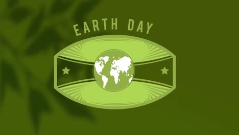 Animation-of-earth-day-and-globe-on-green-background