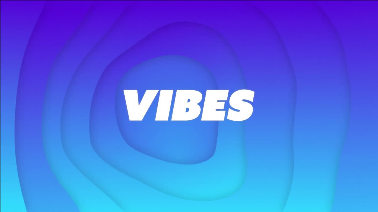 Animazione di testo 'vibes' su sfondo a motivi