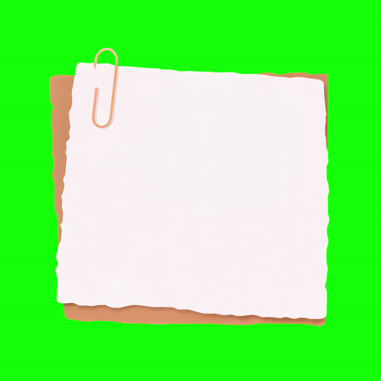 Ripped paper note animation, transparent 4K video, green screen