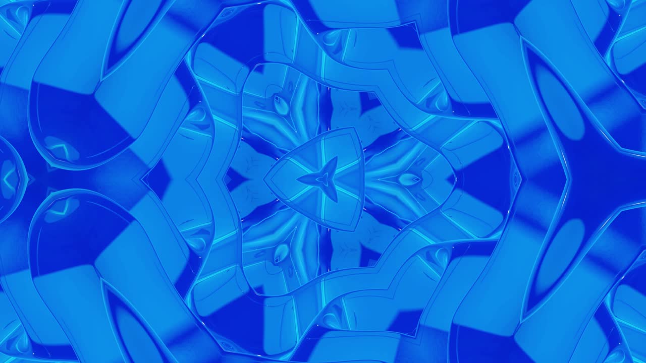 3d 추상적인 루프 bg와 같은 파란색 대칭 패턴, 파란색 액체 유리, 아름다운 그라디언트 색상, 4k 트렌디한 다채로운 액체 애니메이션