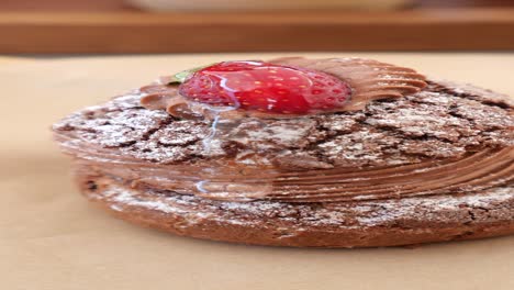 chocolate profiteroles with strawberries