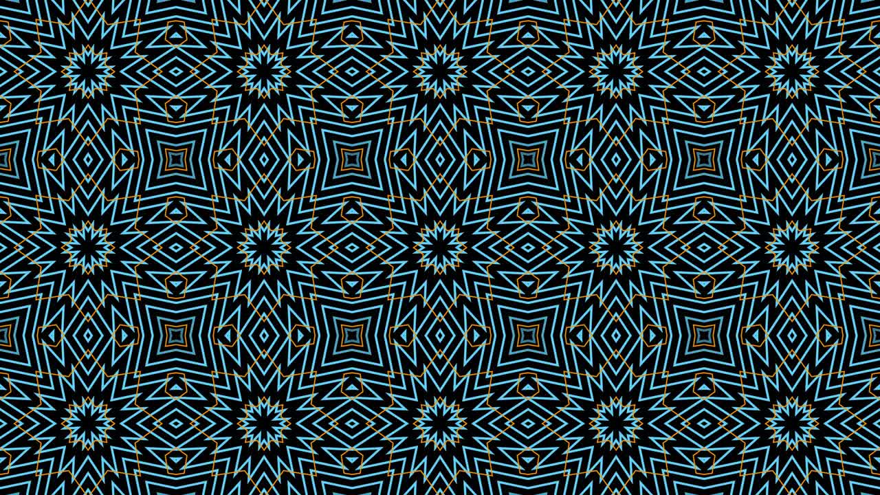 Digital orange and light aqua blue lines in decorative pattern mosaic animation. Simple motion graphic background concept