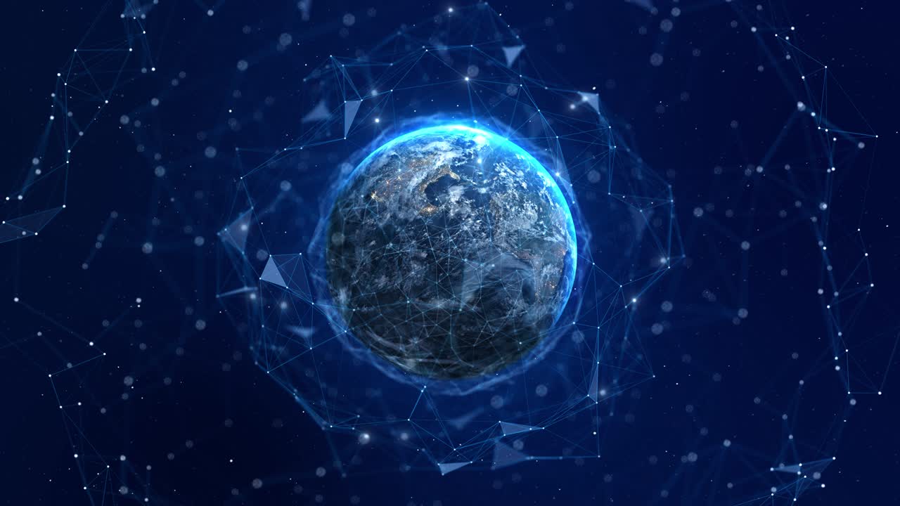 Map of the planet world map global social network blue futuristic background planet earth internet