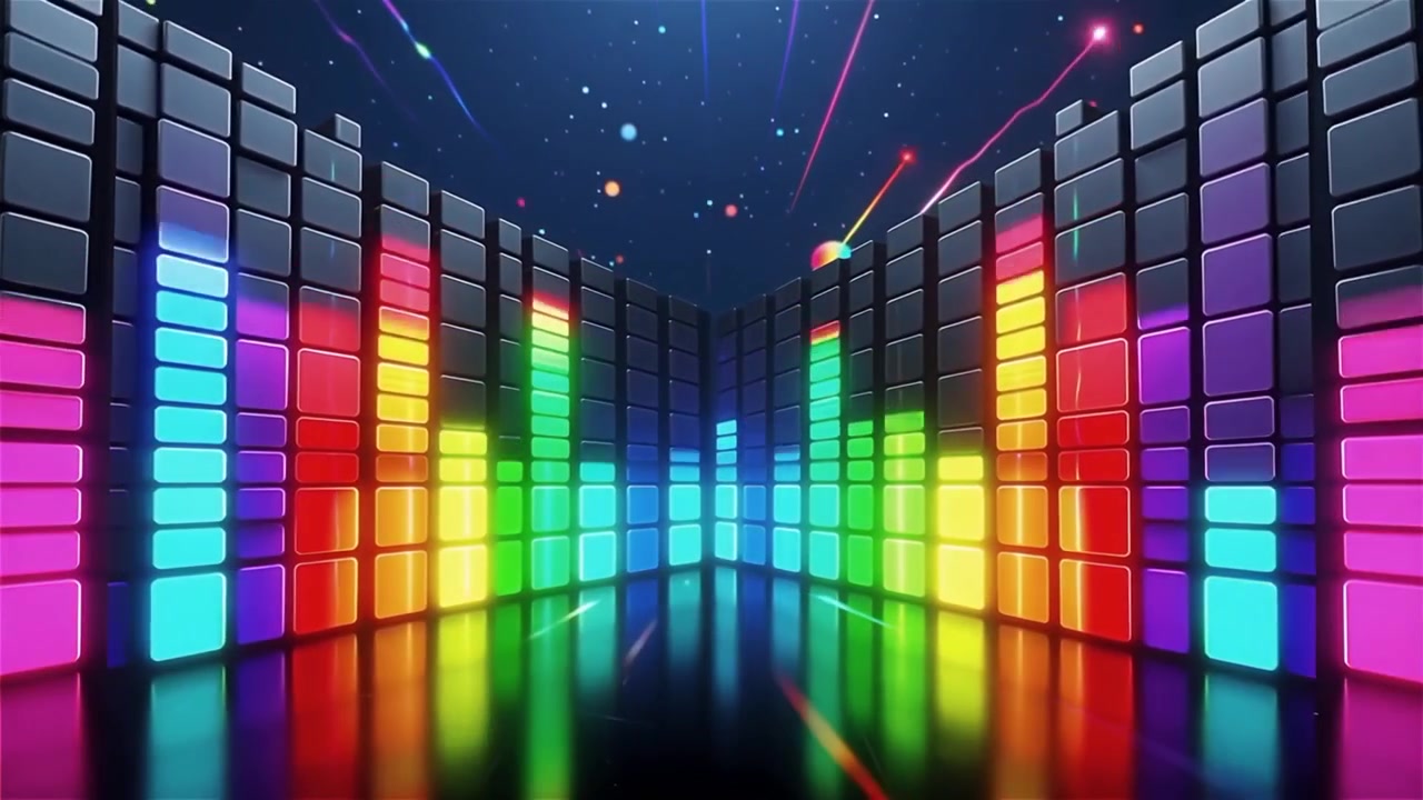 Futuristic Rainbow Neon Music Equalizer Visualizer Background