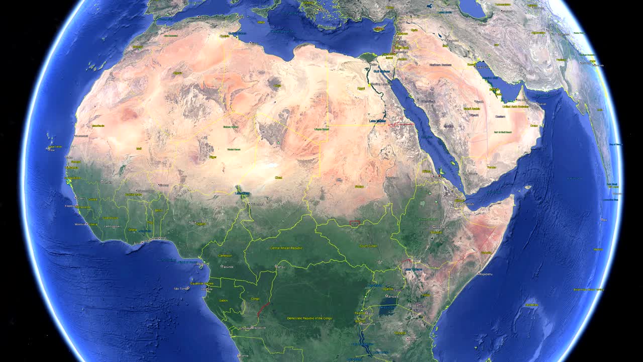 에리트레아 발과 함께 우주에서 3d 지구 - 에리트레이아 외부로 확대