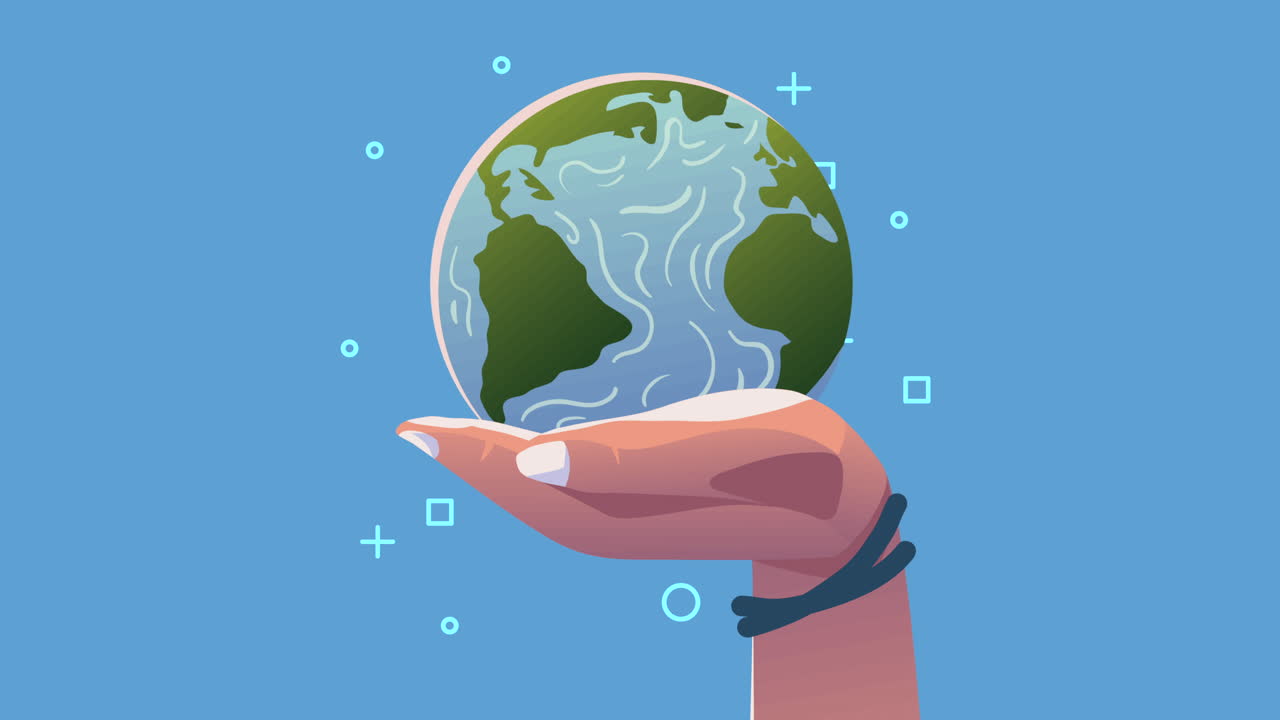 levantando la mano el mundo el planeta tierra