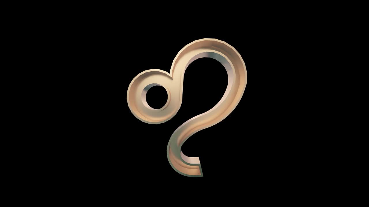 Golden Leo (Lion) Astrological Zodiac sign. Alpha Channel, Loop, 4k
