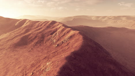 puesta de sol sobre las dunas de arena en el desierto. vista aérea