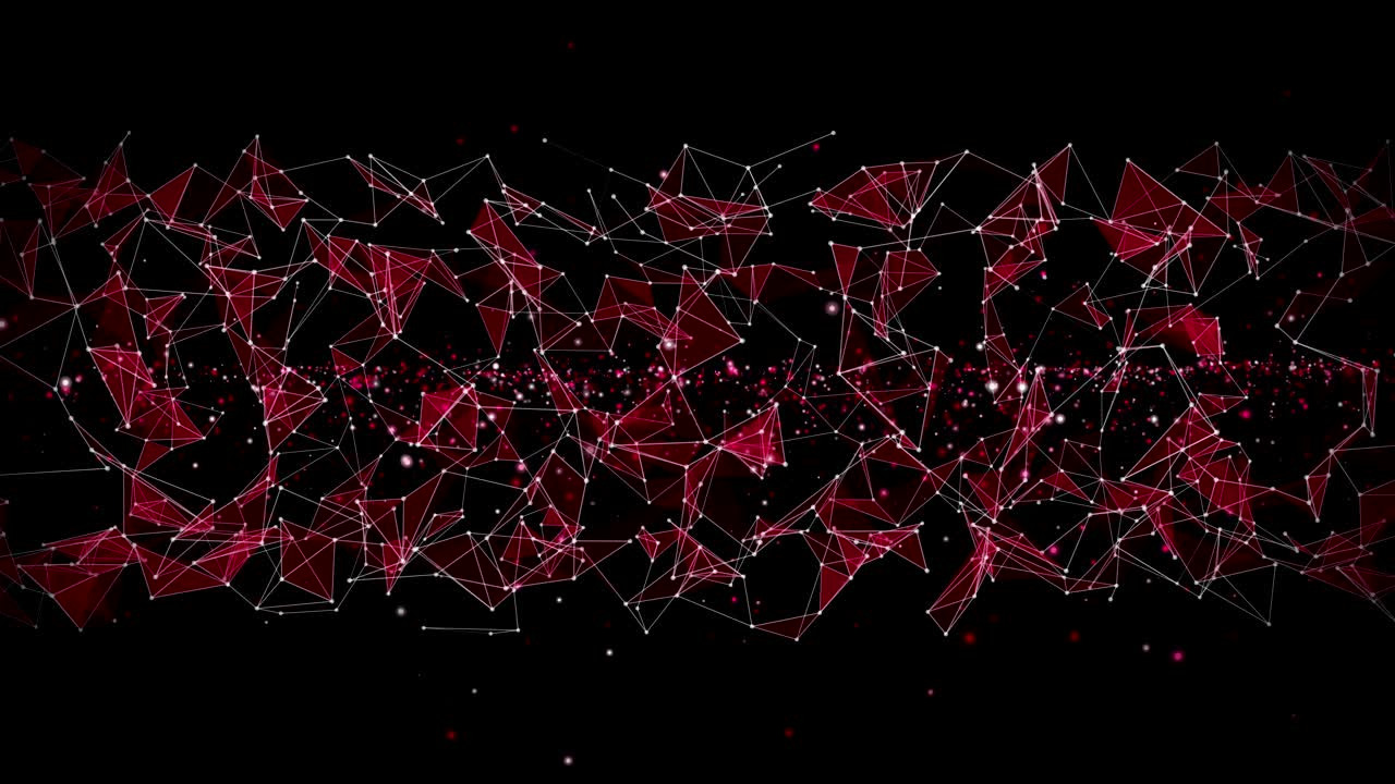 animación futurista del plexo con triángulos brillantes y partículas relucientes en cámara lenta, 4096x2304 bucle 4k