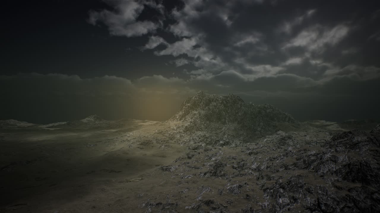Dramatic Storm Sky over Rough Mountains