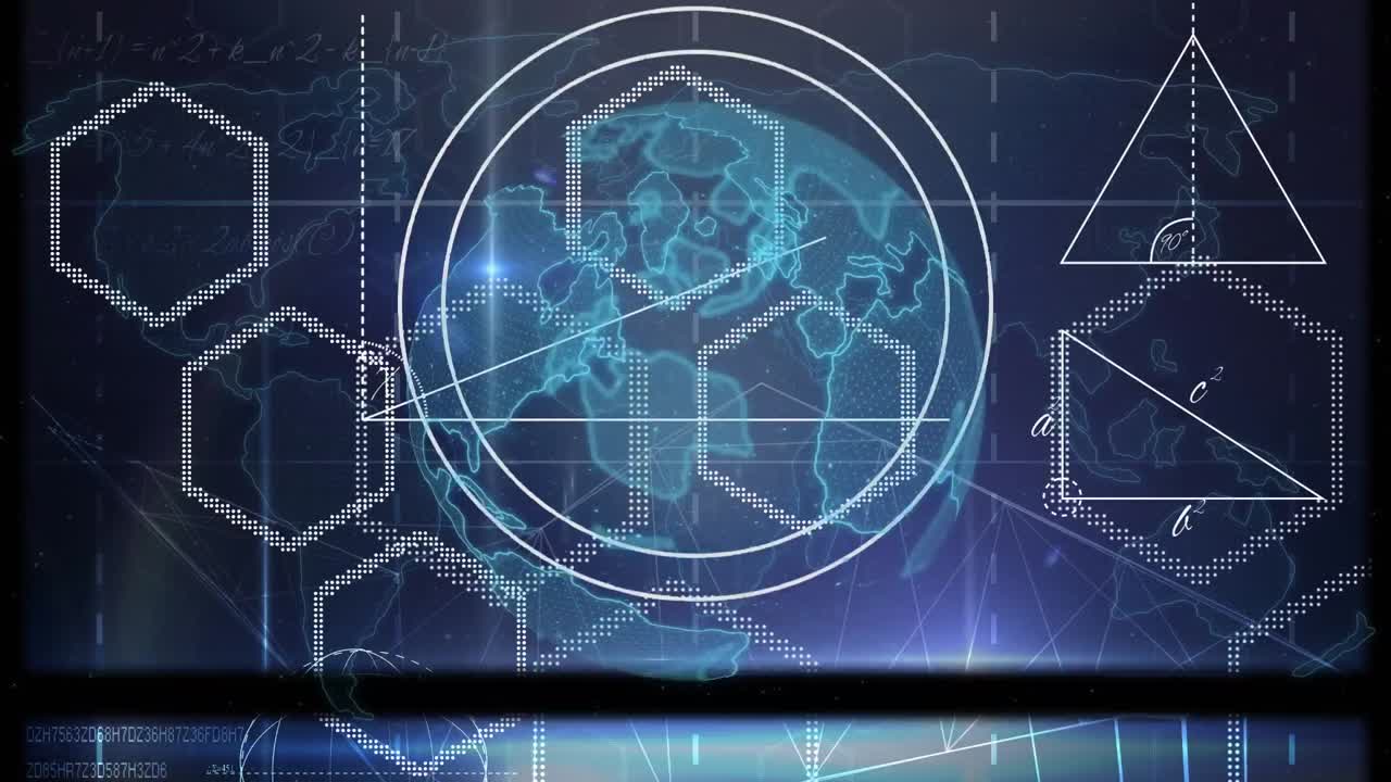 animación del alcance con una red de conexiones sobre figuras geométricas