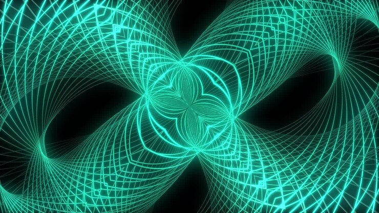 Fundo em Loop com Linhas Neon Abstratas Azuis-Petróleo Dinâmicas