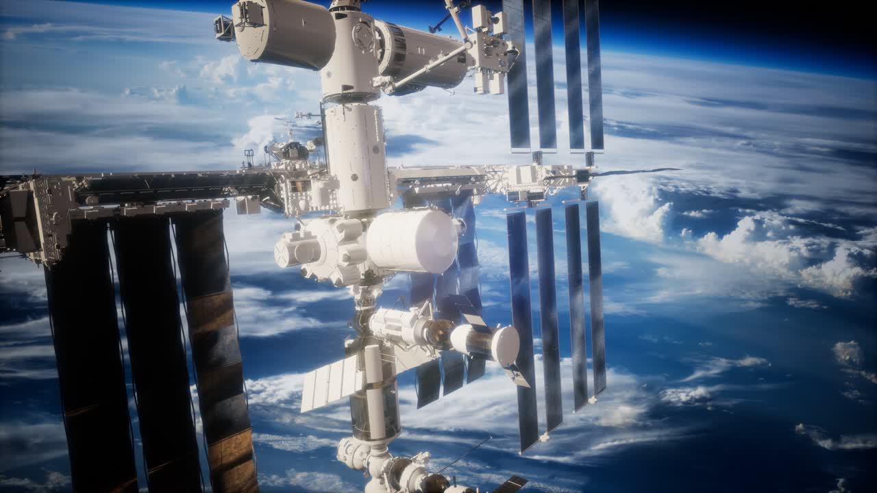 estación espacial internacional en el espacio exterior sobre el planeta tierra