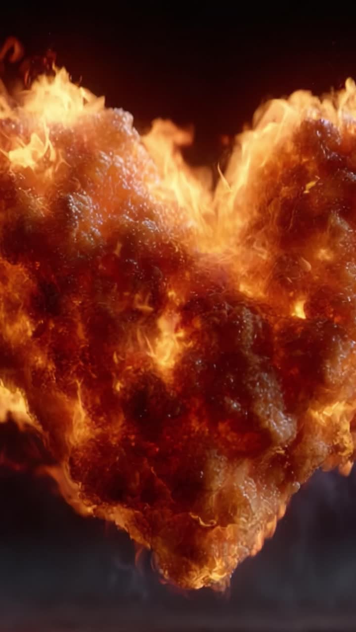 Fiamme accattivanti che formano un cuore: un'esplorazione visiva di emozioni infuocate e movimento dinamico con dettagli straordinari