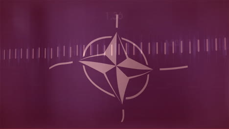 nato emblem with digital scanning animation over purple background