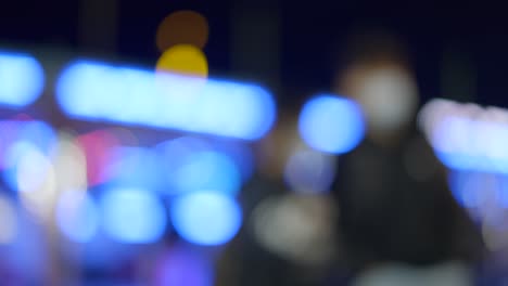 blurred night market scene
