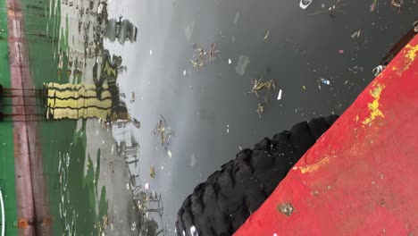 plástico flotante y otras basuras en la superficie del agua en el puerto de río de janeiro