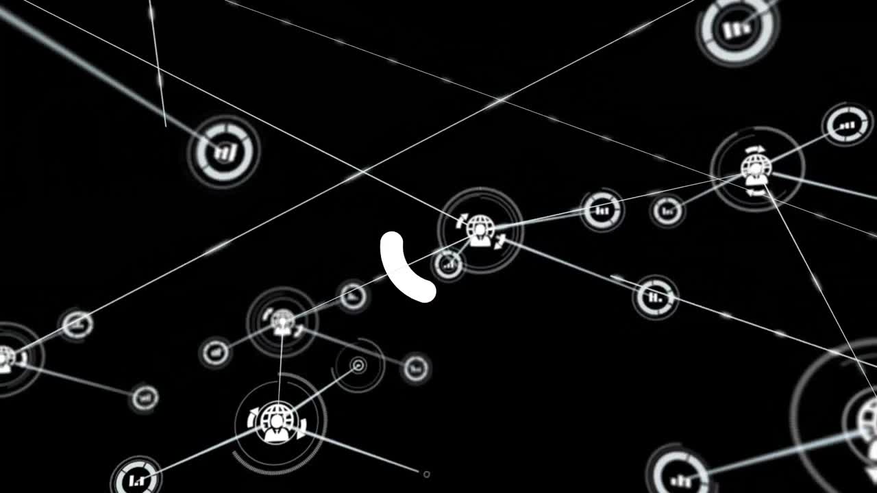 검은색 배경에 연결 네트워크의 애니메이션