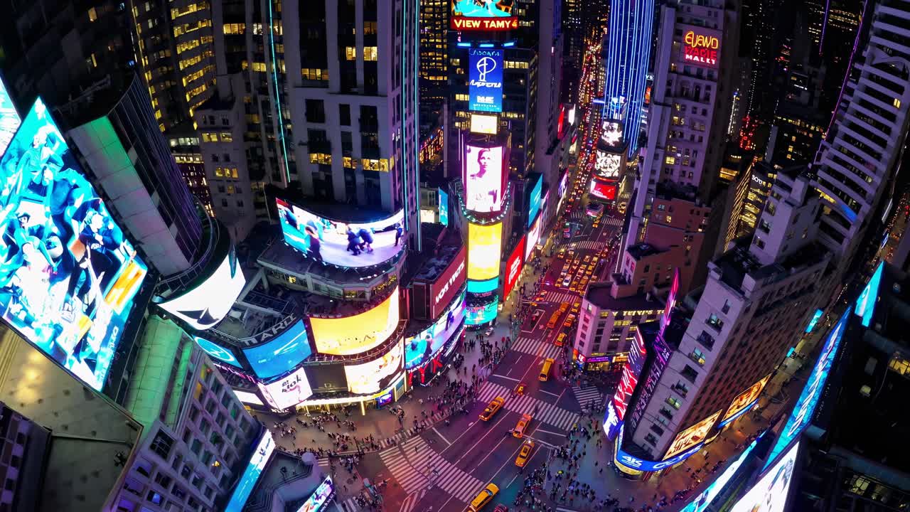 Times Square at Night - Aerial View