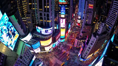 times square at night - aerial view