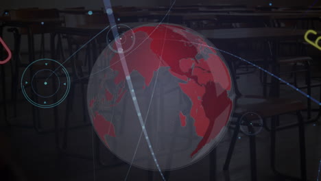 animación de la red de conexiones y números en todo el mundo