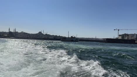 A-ship-passing-through-the-Bosphorus-on-a-windy-day