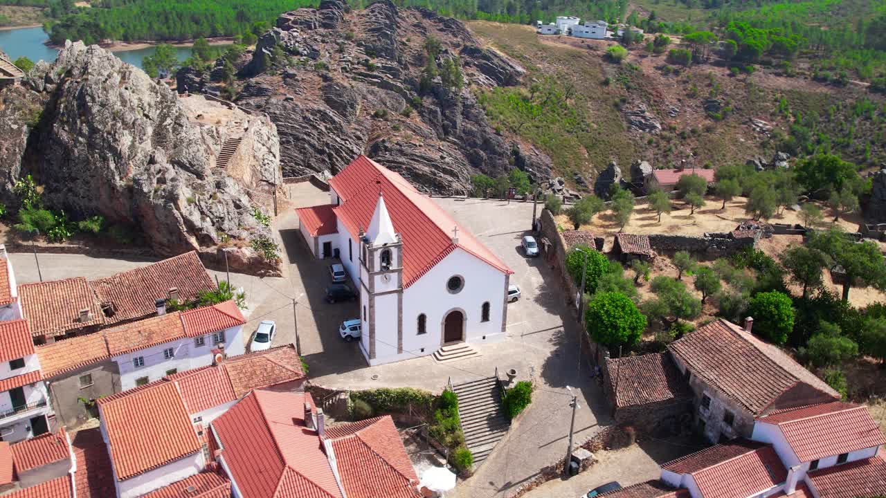 Drone Shot Village of Penha Garcia in Portugal
