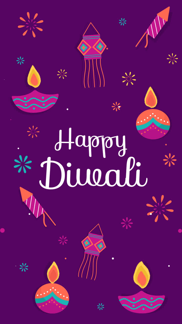 An animation of Diwali concept with flat design background
