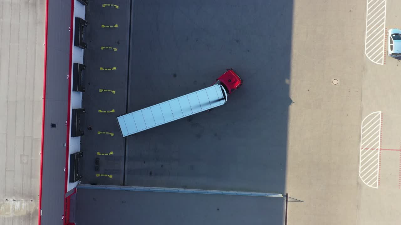 Aerial View of Loading Warehouse with Semi Truck